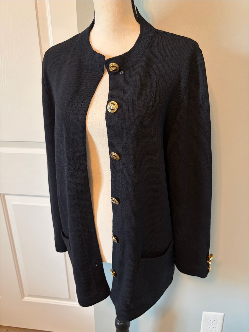 Vintage St. John Basics Classic Black Button Cardigan - Women’s Large